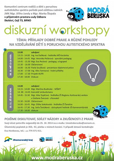 Brno - diskuzní workshopy od Modré berušky